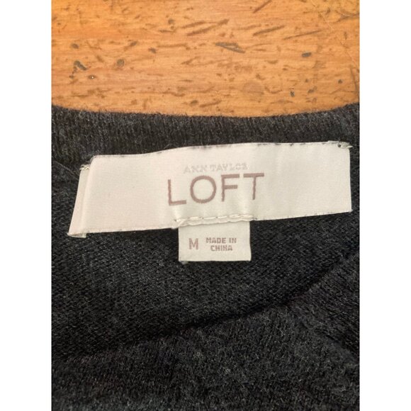 LOFT  Gray, White and Yellow Striped Sweater Size Medium - Picture 5 of 6